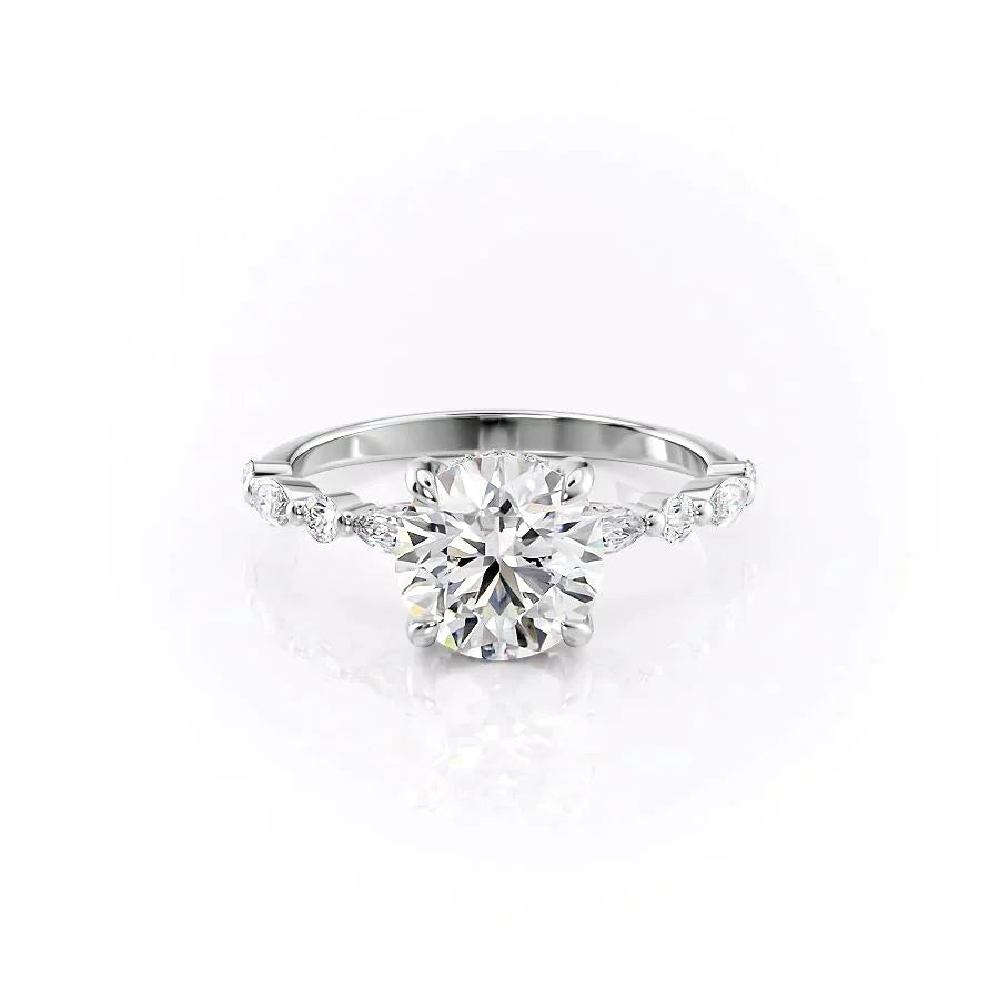 The Lindsey Set With A 1 Carat Round 14K White Gold Lab Diamond