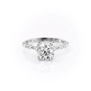 The Lindsey Set  With A 3 Carat Round 14K White Gold Moissanite
