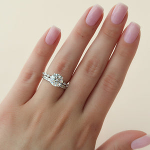 The Lindsey Set  With A 3 Carat Round 14K White Gold Moissanite