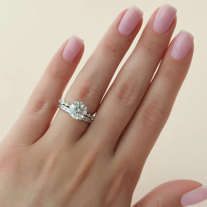 The Lindsey Set With A 1.5 Carat E. Cushion 14K Yellow Gold Lab Diamond