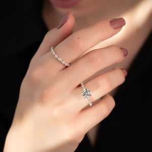 The Lindsey Set With A 1 Carat Round 14K White Gold Lab Diamond