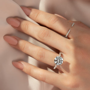 The Lindsey Set With A 1 Carat Round 14K White Gold Lab Diamond