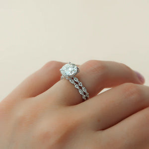 The Lindsey Set With A 1 Carat Emerald 14K White Gold Lab Diamond
