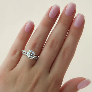 The Lindsey Set With A 2.5 Carat E. Cushion 14K Yellow Gold Lab Diamond