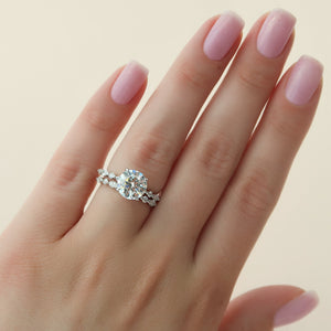 The Lindsey Set  With A 3 Carat Round 14K White Gold Moissanite