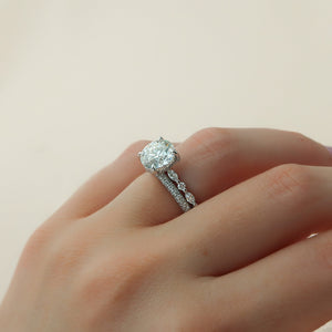 The Lindsey Set With A 1.5 Carat Round 18K White Gold Lab Diamond
