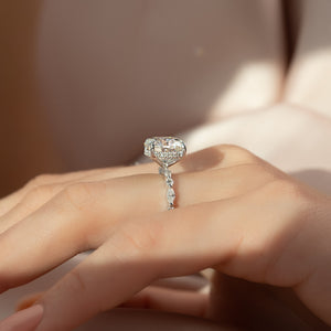 The Lindsey Set  With A 3 Carat Round 14K White Gold Moissanite