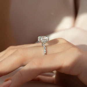 The Lindsey Set With A 1 Carat E. Cushion 14K Yellow Gold Lab Diamond