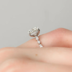 The Lindsey Set With A 1 Carat E. Cushion 14K Yellow Gold Lab Diamond