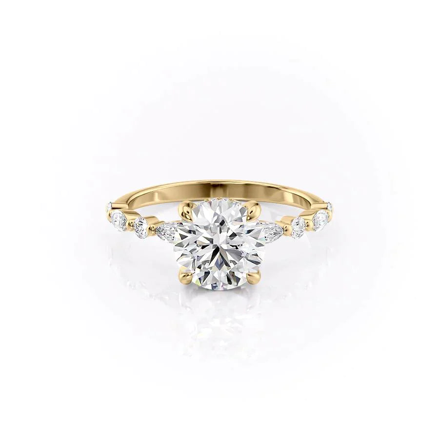 The Lindsey Set With A 1 Carat Round 14K Yellow Gold Lab Diamond