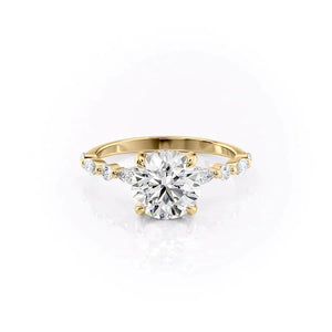 The Lindsey Set With A 1 Carat Round 14K Yellow Gold Lab Diamond