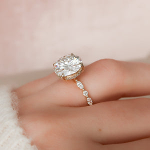 The Lindsey Set  With A 1.5 Carat Round 18K Yellow Gold Moissanite