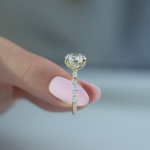 The Lindsey Set  With A 1.5 Carat Round 18K Yellow Gold Moissanite