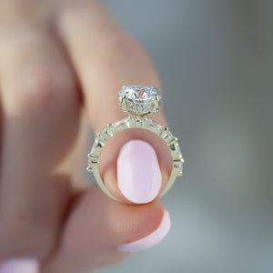 The Lindsey Set  With A 1.5 Carat Round 18K Yellow Gold Moissanite