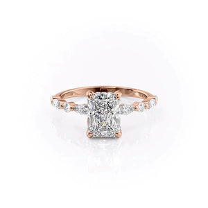The Lindsey Set With A 1 Carat Radiant 14K Rose Gold Lab Diamond