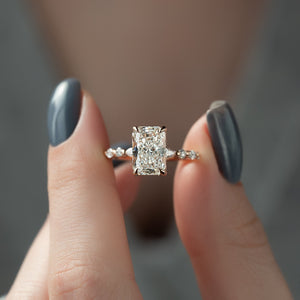 The Lindsey Set  With A 1.5 Carat Radiant 14K Rose Gold Moissanite