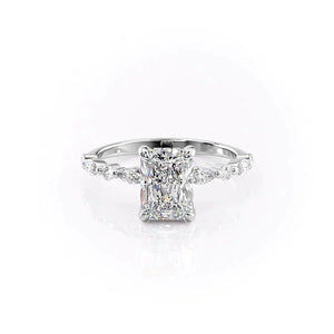 The Lindsey Set  With A 5 Carat Radiant 18K White Gold Moissanite