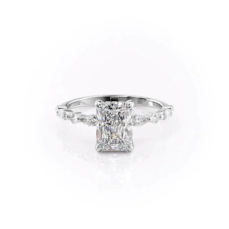 The Lindsey Set With A 1 Carat Radiant 18K White Gold Lab Diamond