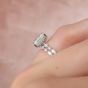 The Lindsey Set  With A 5 Carat Radiant 18K White Gold Moissanite