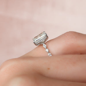 The Lindsey Set With A 1.5 Carat Radiant 14K White Gold Lab Diamond