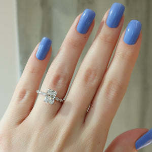 The Lindsey Set With A 1 Carat Radiant 18K White Gold Lab Diamond