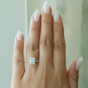 The Lindsey Set  With A 5 Carat Radiant 18K White Gold Moissanite