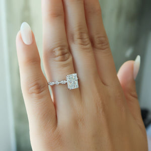 The Lindsey Set With A 1.5 Carat Radiant 14K White Gold Lab Diamond