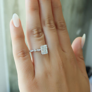 The Lindsey Set  With A 5 Carat Radiant 18K White Gold Moissanite