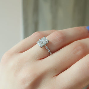 The Lindsey Set With A 1.5 Carat Radiant 14K White Gold Lab Diamond