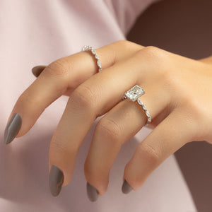 The Lindsey Set  With A 5 Carat Radiant 18K White Gold Moissanite