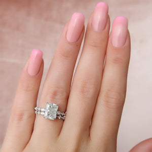 The Lindsey Set With A 1 Carat Radiant 18K White Gold Lab Diamond