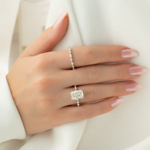 The Lindsey Set  With A 5 Carat Radiant 18K White Gold Moissanite