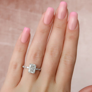 The Lindsey Set With A 1.5 Carat Radiant 18K White Gold Lab Diamond