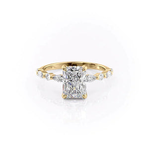 The Lindsey Set With A 1.5 Carat Radiant 14K Yellow Gold Lab Diamond
