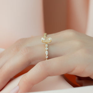 The Lindsey Set With A 1 Carat Radiant 14K Yellow Gold Lab Diamond