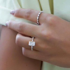 The Lindsey Set With A 1.5 Carat Radiant 14K Yellow Gold Lab Diamond