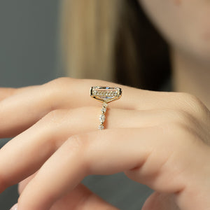 The Lindsey Set With A 1.5 Carat Radiant 14K Yellow Gold Lab Diamond
