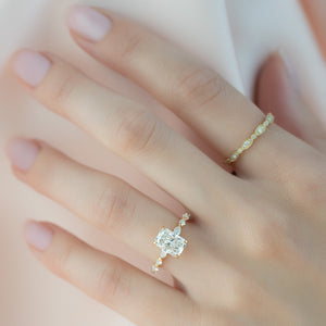 The Lindsey Set  With A 5 Carat Radiant 18K Yellow Gold Moissanite