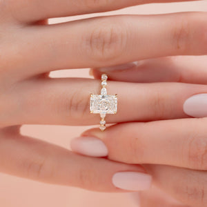 The Lindsey Set With A 1.5 Carat Radiant 14K Yellow Gold Lab Diamond