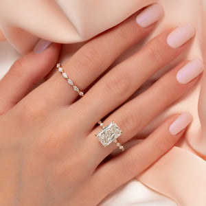 The Lindsey Set With A 1.5 Carat Radiant 14K Yellow Gold Lab Diamond