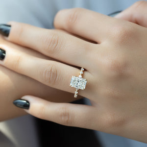 The Lindsey Set With A 1 Carat Radiant 18K Yellow Gold Lab Diamond