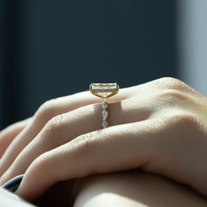 The Lindsey Set  With A 5 Carat Radiant 18K Yellow Gold Moissanite
