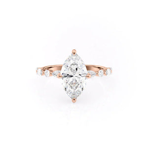 The Lindsey Set  With A 3 Carat Marquise 14K Rose Gold Moissanite