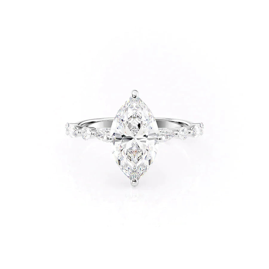 The Lindsey Set With A 1.5 Carat Marquise 14K White Gold Lab Diamond