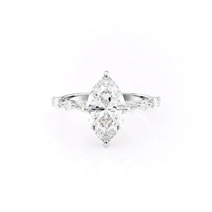 The Lindsey Set  With A 2 Carat Marquise 18K White Gold Moissanite