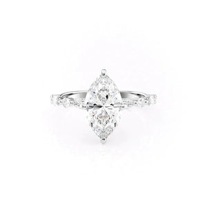 The Lindsey Set With A 1 Carat Marquise 14K White Gold Lab Diamond