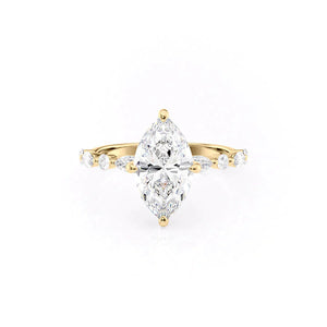 The Lindsey Set With A 1 Carat Marquise 18K Yellow Gold Lab Diamond