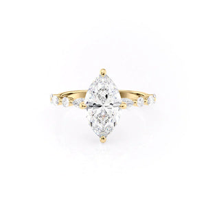 The Lindsey Set  With A 4.5 Carat Marquise 18K Yellow Gold Moissanite