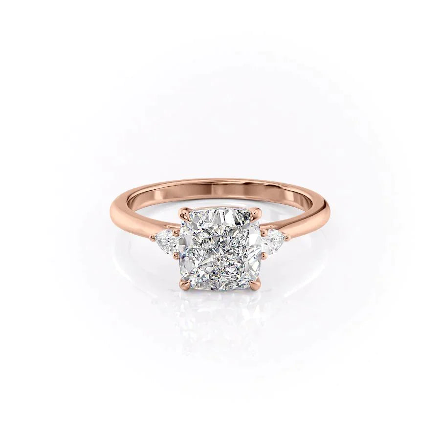 The Pave Alex Set With A 2.5 Carat Cushion 14K Rose Gold Lab Diamond