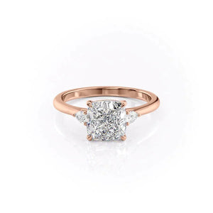 The Pave Alex Set With A 2.5 Carat Cushion 14K Rose Gold Lab Diamond